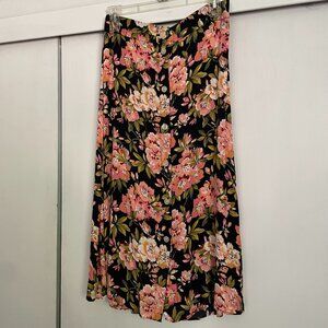 Loft floral button front midi skirt S